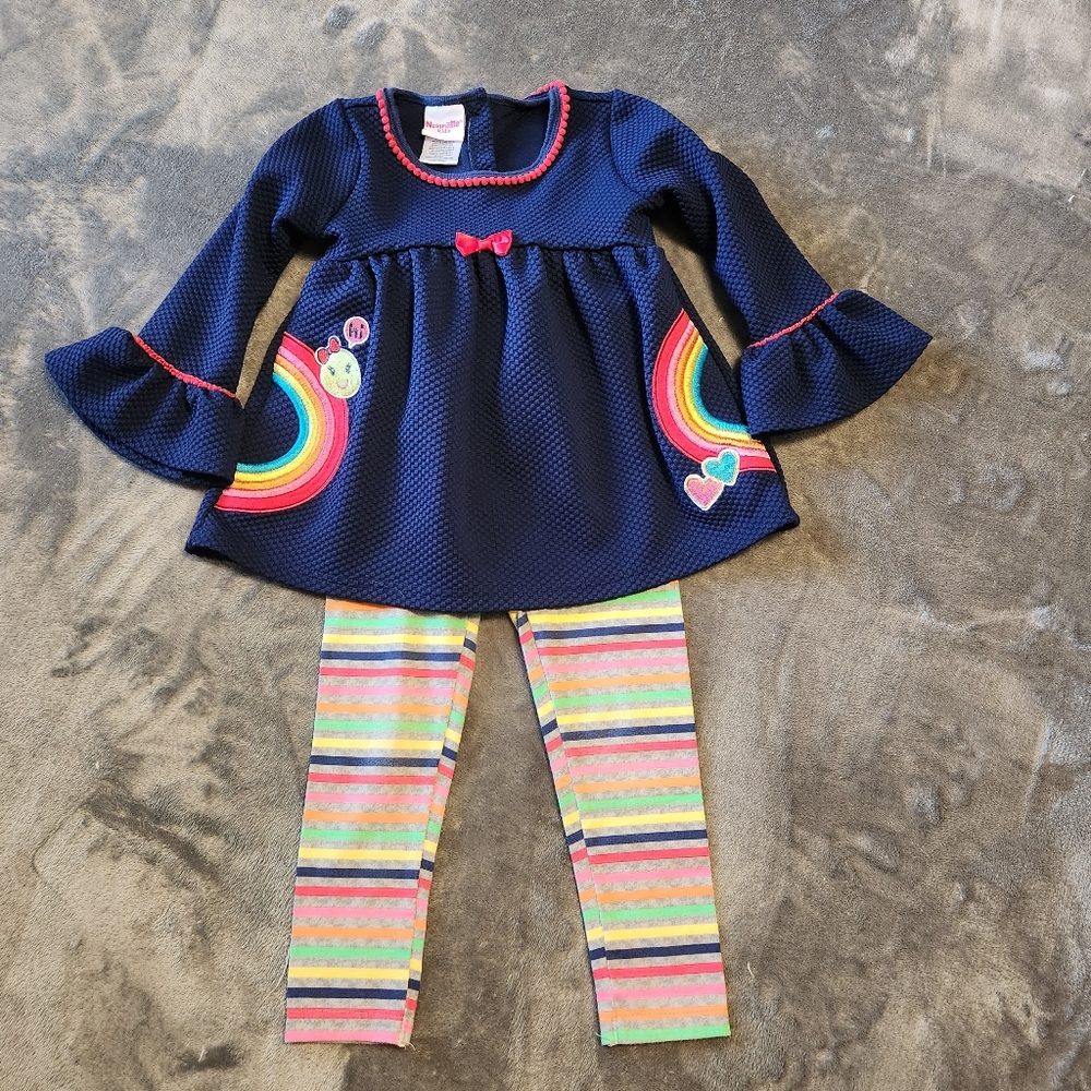 Nannette Kids 2 Piece Set, Rainbow Blouse with Leggings, Size 5 - Picture 8 of 8
